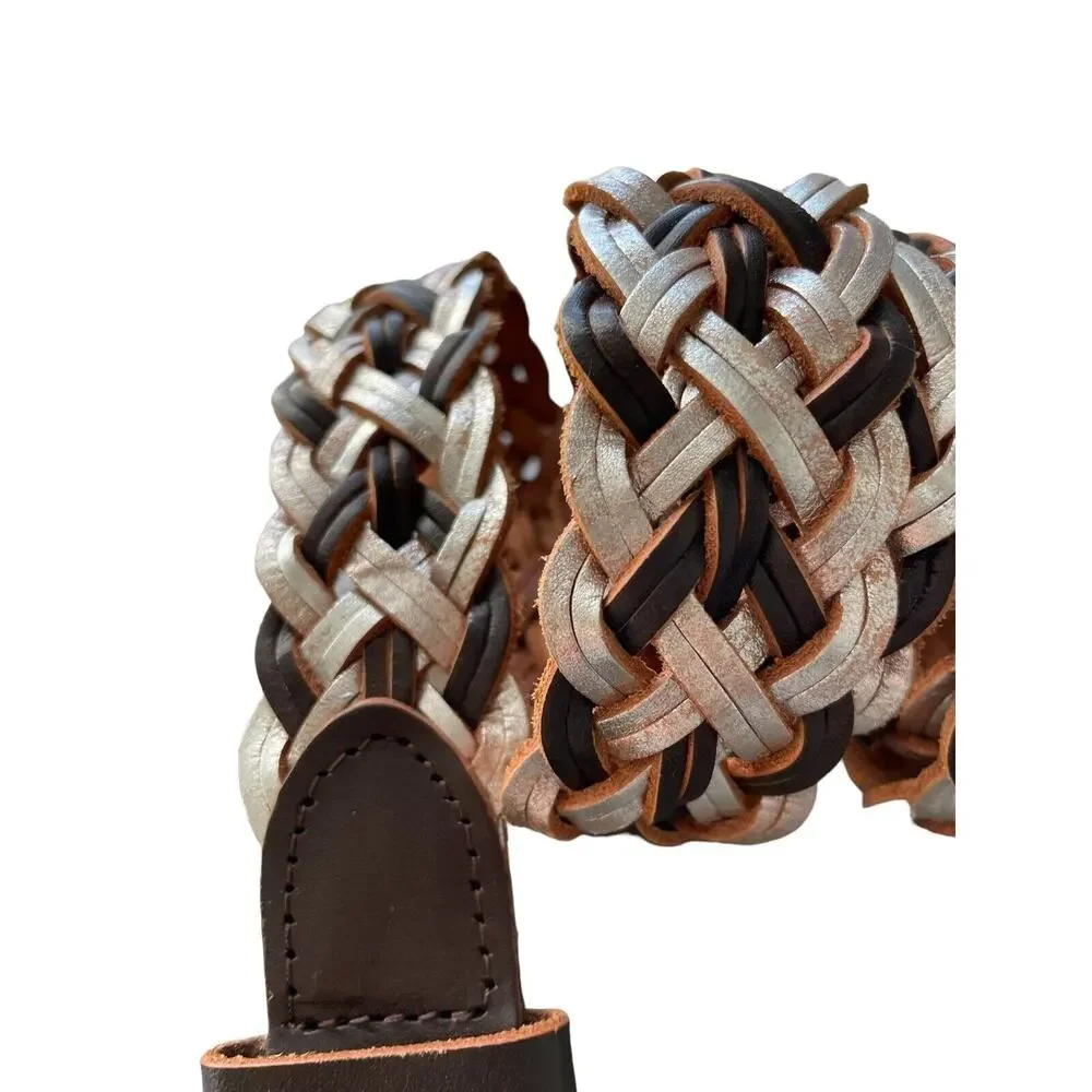 American‎ eagle size Medium/large braided brown/silver belt new